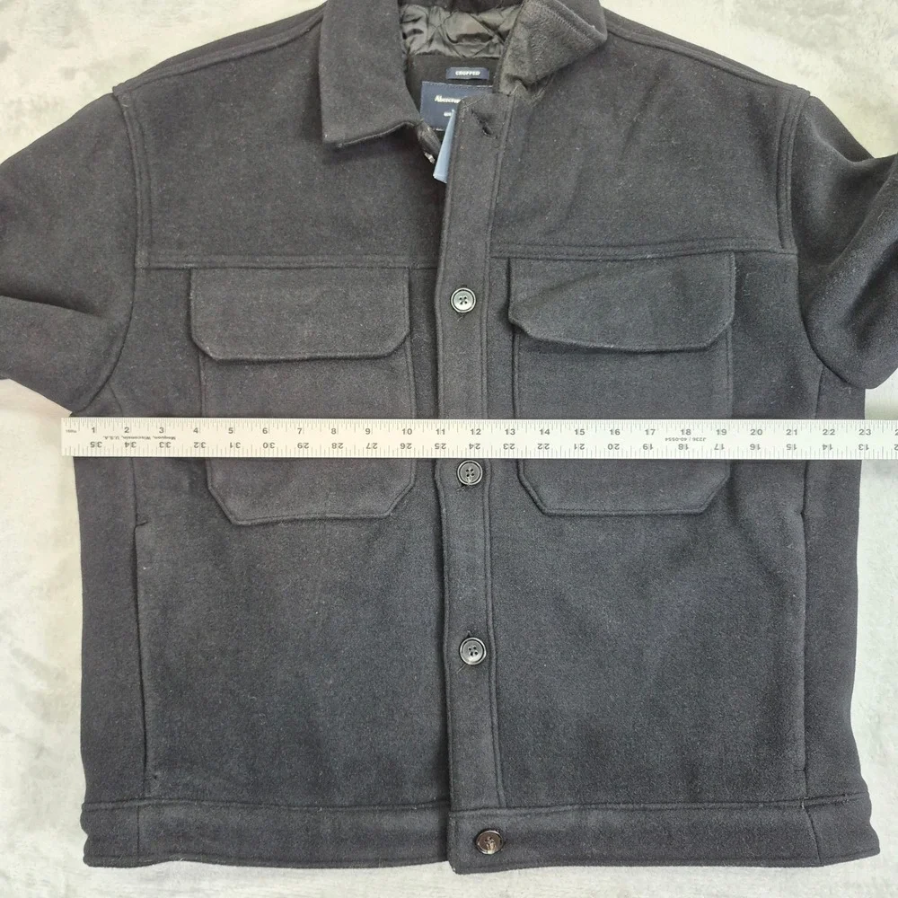 NWT Wool Blend Abercrombie Mens Trucker Black Cropped Insulated Quilted Jacket L